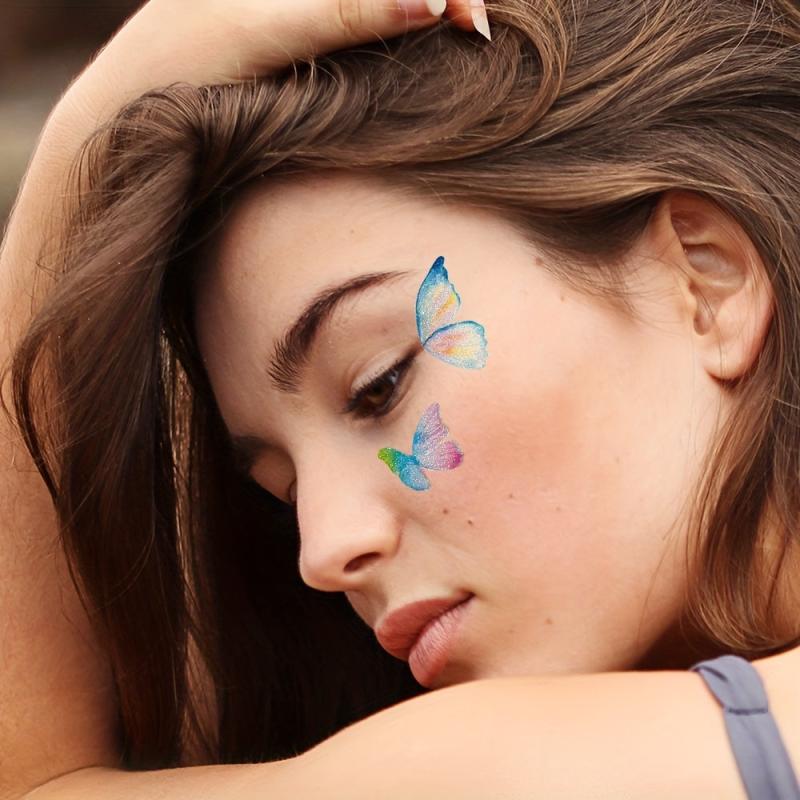 Glitter Butterfly Tattoo Stickers for Face Eyes Fingers Nails