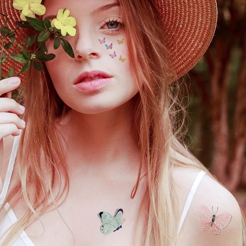 Glitter Butterfly Tattoo Stickers for Face Eyes Fingers Nails