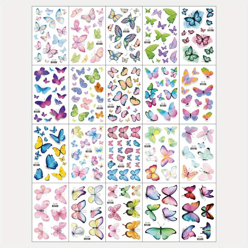Glitter Butterfly Tattoo Stickers for Face Eyes Fingers Nails