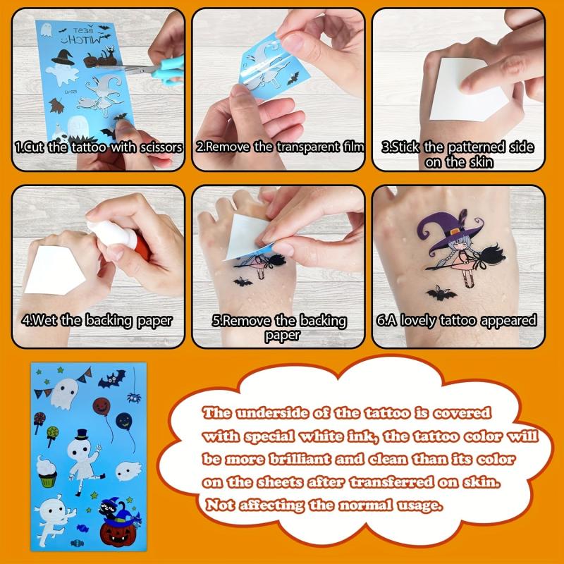 Halloween Glow Temporary Tattoos Stickers - 12 Sheets