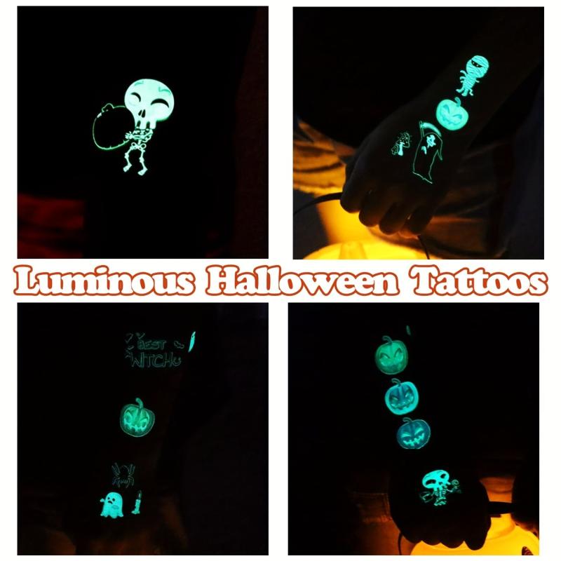 Halloween Glow Temporary Tattoos Stickers - 12 Sheets