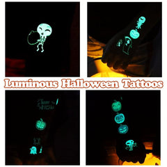 Halloween Glow Temporary Tattoos Stickers - 12 Sheets
