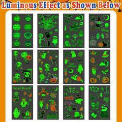 Halloween Glow Temporary Tattoos Stickers - 12 Sheets