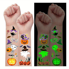 Halloween Glow Temporary Tattoos Stickers - 12 Sheets