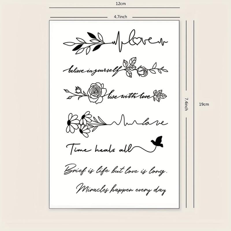 Temporary Tattoo Line Words Floral Striped Pattern Body Art Stickers