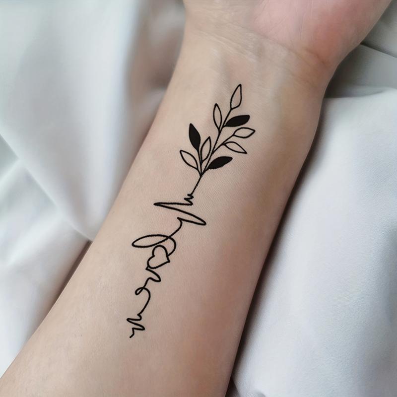 Temporary Tattoo Line Words Floral Striped Pattern Body Art Stickers