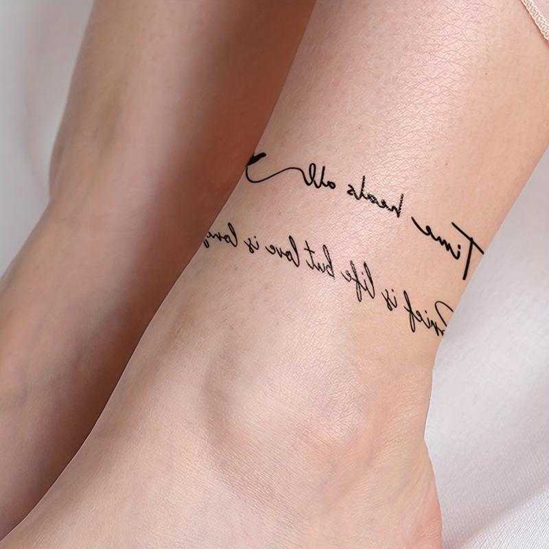 Temporary Tattoo Line Words Floral Striped Pattern Body Art Stickers