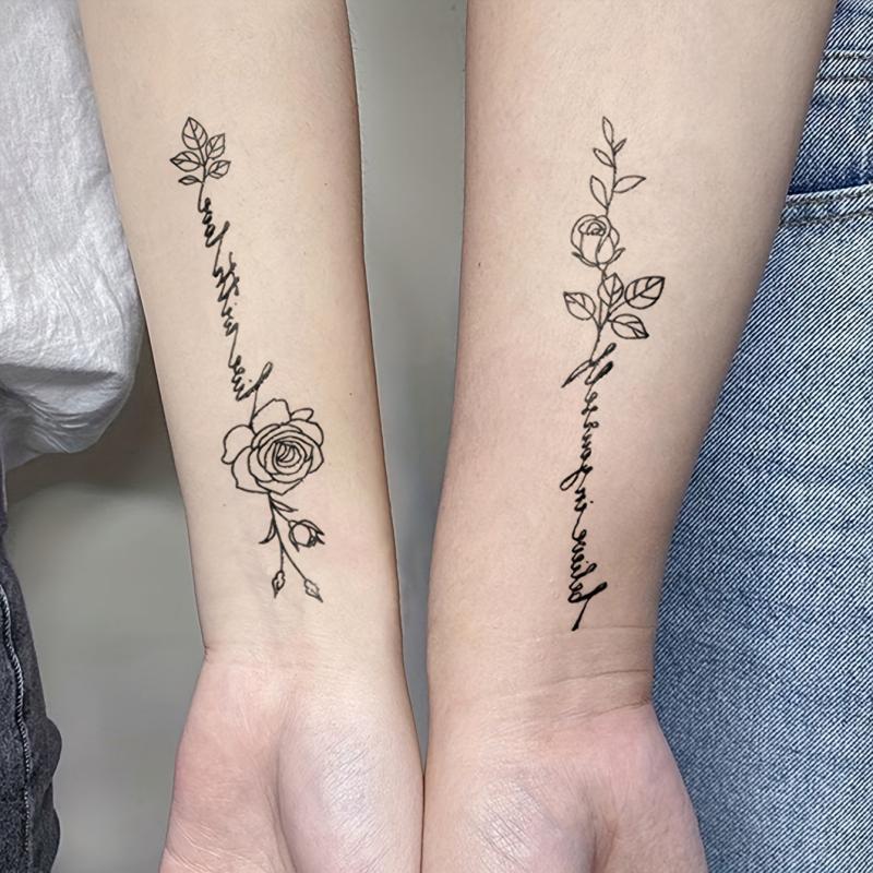 Temporary Tattoo Line Words Floral Striped Pattern Body Art Stickers
