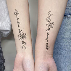 Temporary Tattoo Line Words Floral Striped Pattern Body Art Stickers
