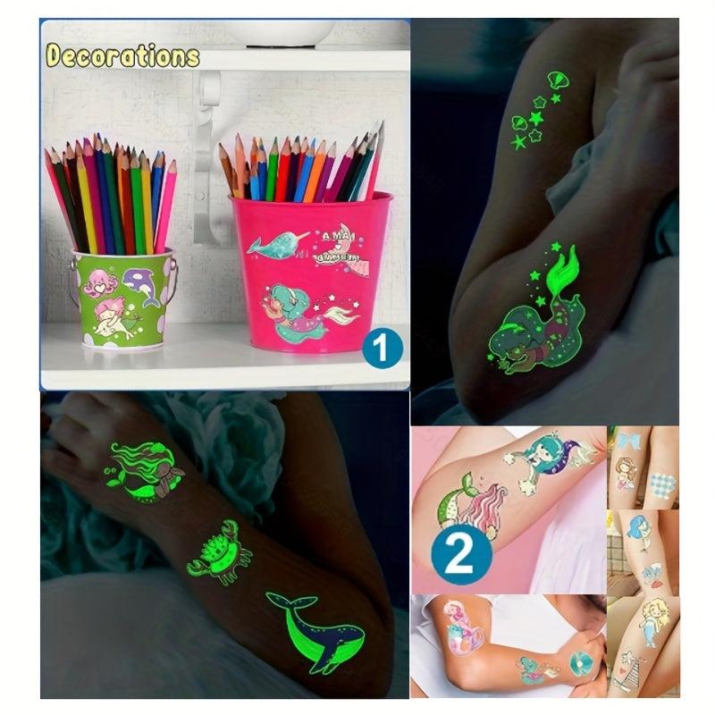 Mermaid Party Temporary Tattoos - Glow Mermaid Birthday Supplies