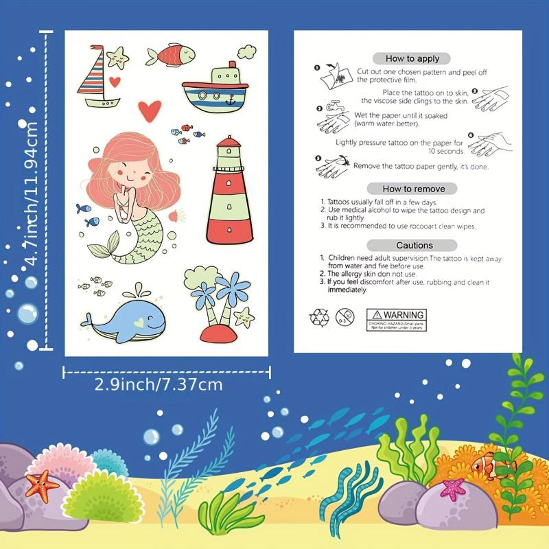 Mermaid Party Temporary Tattoos - Glow Mermaid Birthday Supplies