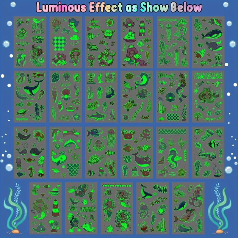 Mermaid Party Temporary Tattoos - Glow Mermaid Birthday Supplies