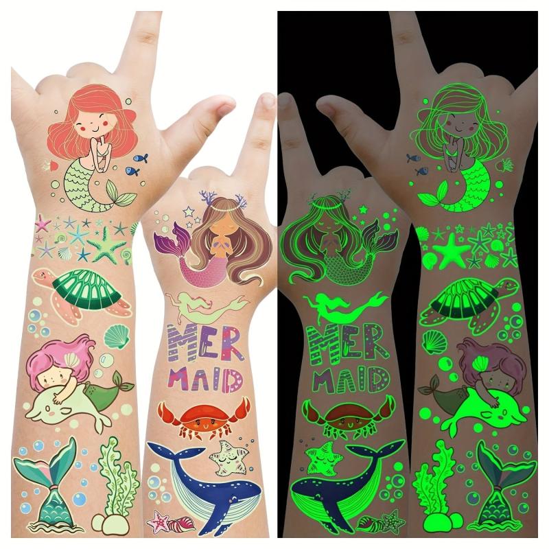 Mermaid Party Temporary Tattoos - Glow Mermaid Birthday Supplies