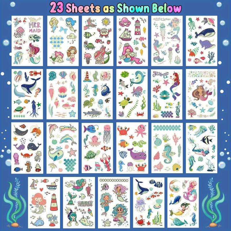 Mermaid Party Temporary Tattoos - Glow Mermaid Birthday Supplies