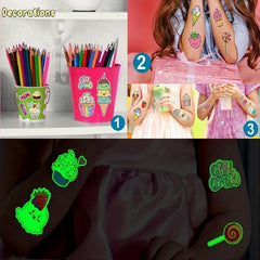 12 Sheets Donut Party Supplies Temporary Tattoos Glow Donut Ice Cream