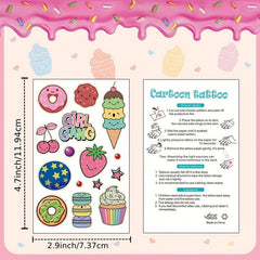 12 Sheets Donut Party Supplies Temporary Tattoos Glow Donut Ice Cream