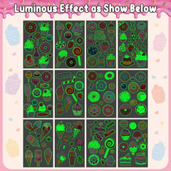 12 Sheets Donut Party Supplies Temporary Tattoos Glow Donut Ice Cream