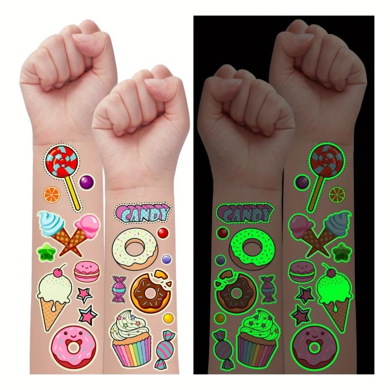 12 Sheets Donut Party Supplies Temporary Tattoos Glow Donut Ice Cream
