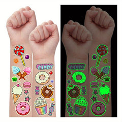 12 Sheets Donut Party Supplies Temporary Tattoos Glow Donut Ice Cream