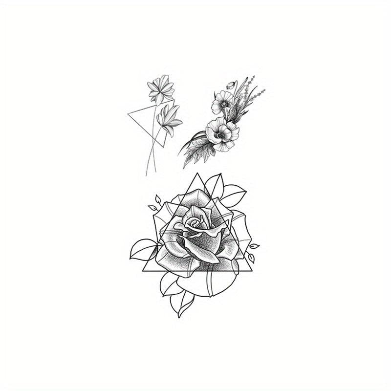 Waterproof Temporary Tattoo Small Line Flower Lovely Leaves Body Art