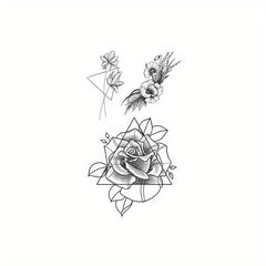 Waterproof Temporary Tattoo Small Line Flower Lovely Leaves Body Art