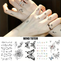 Waterproof Temporary Tattoo Small Line Flower Lovely Leaves Body Art