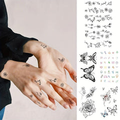 Waterproof Temporary Tattoo Small Line Flower Lovely Leaves Body Art