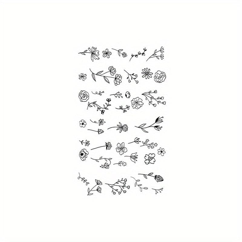 Waterproof Temporary Tattoo Small Line Flower Lovely Leaves Body Art