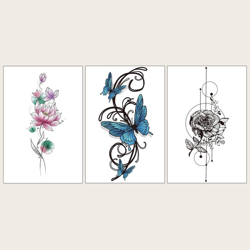 Small Flower Arm Body Tattoo Stickers x3 Sheets