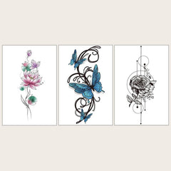 Small Flower Arm Body Tattoo Stickers x3 Sheets