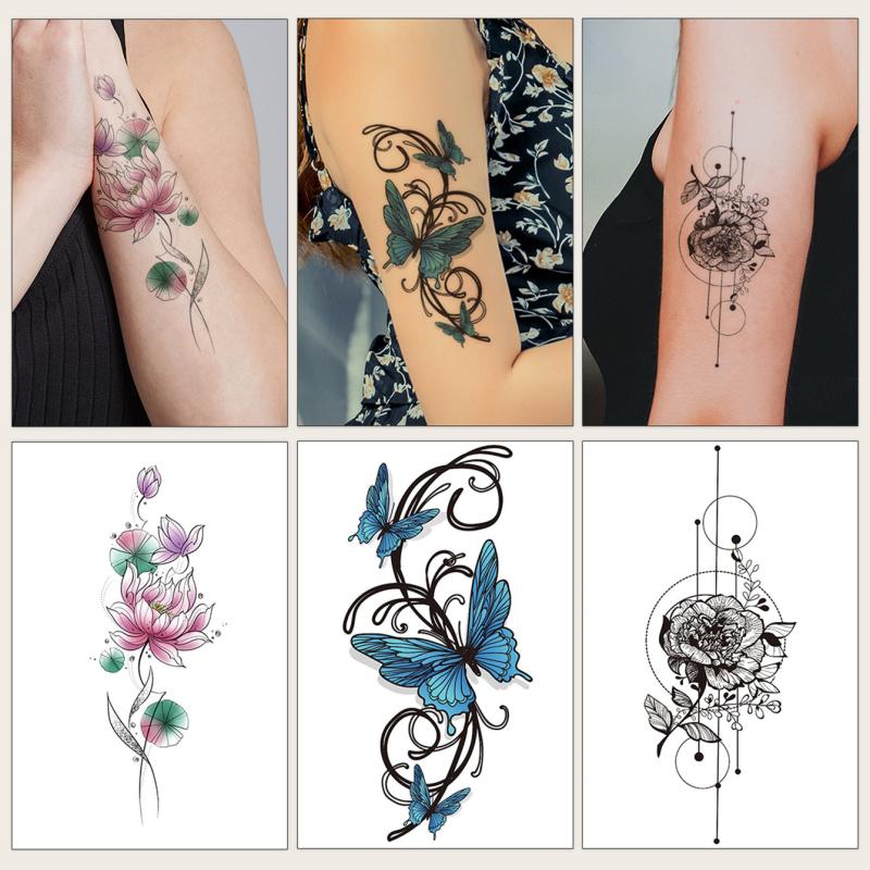 Small Flower Arm Body Tattoo Stickers x3 Sheets