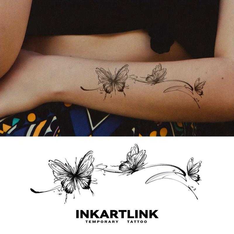 Ink Butterfly Temporary Tattoo Sticker Lasting 1-2 Weeks