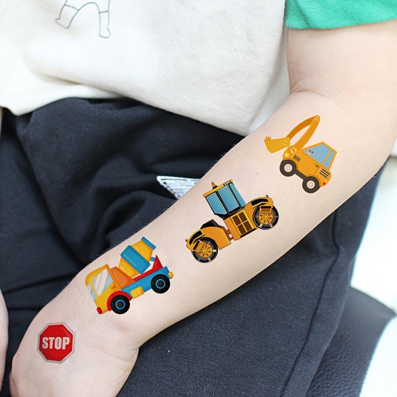 Boys Temporary Tattoos - Construction Vehicle Designs - 12 Sheets