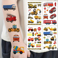 Boys Temporary Tattoos - Construction Vehicle Designs - 12 Sheets
