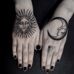 Moon Sun Hand Tattoo Sticker Waterproof Temporary Tattoo
