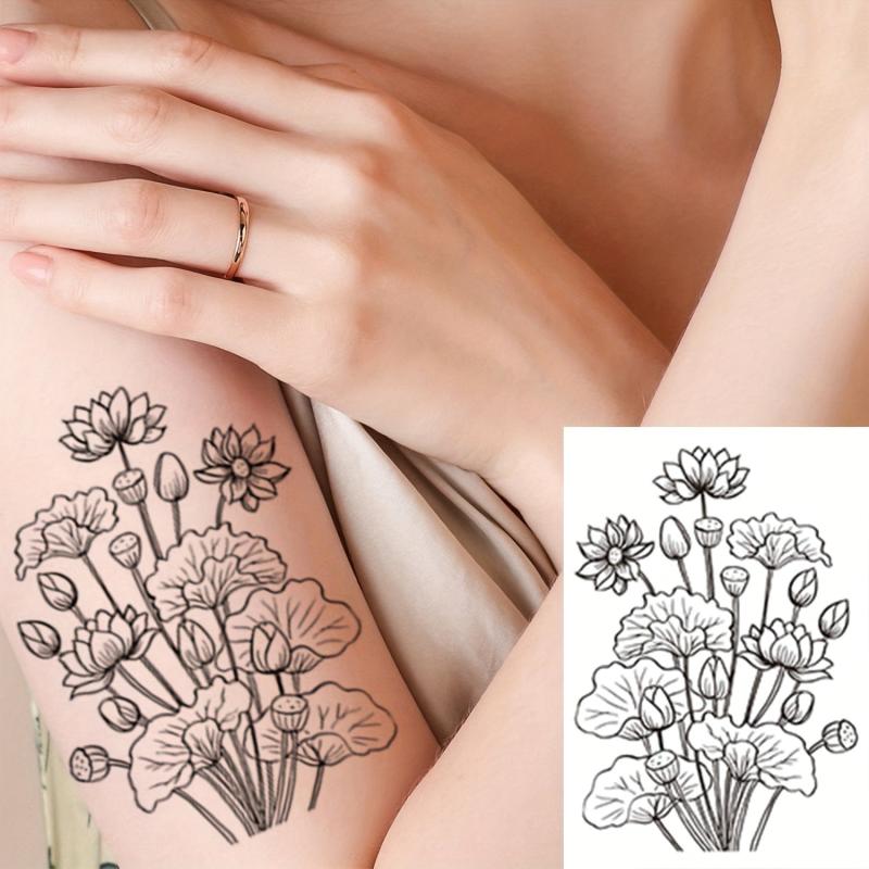 12 pcs Waterproof Flower Temporary Tattoo for Women