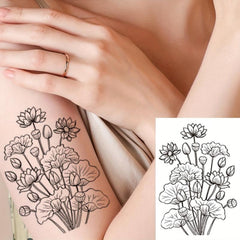 12 pcs Waterproof Flower Temporary Tattoo for Women