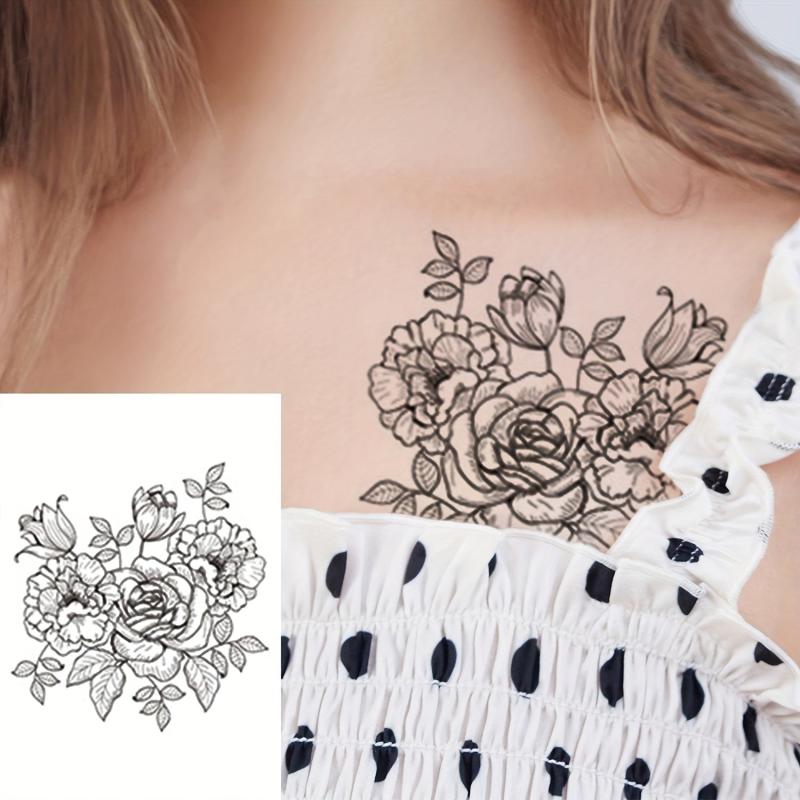 12 pcs Waterproof Flower Temporary Tattoo for Women