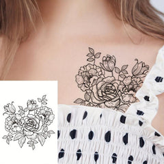 12 pcs Waterproof Flower Temporary Tattoo for Women
