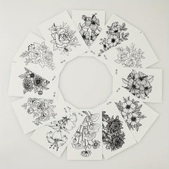 12 pcs Waterproof Flower Temporary Tattoo for Women