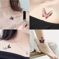 30 Sheets 3D Rose Flower Butterfly Tattoo Stickers for Chest and Clavicle