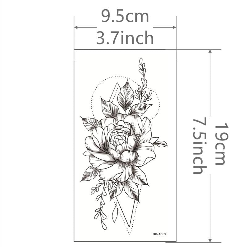 Waterproof Flower Tattoo Sticker Sheet