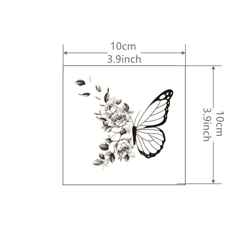 Butterfly Rose Tattoo Sticker Long Lasting Waterproof