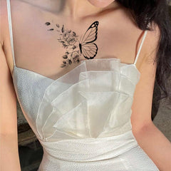Butterfly Rose Tattoo Sticker Long Lasting Waterproof