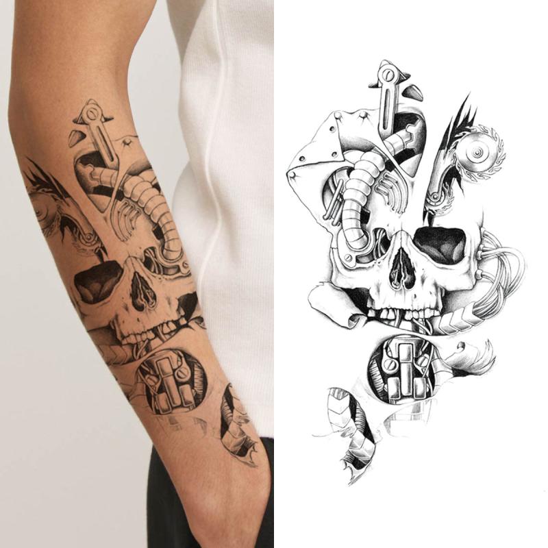 Half Arm Temp Tattoo Dragon Lion Wolf Bear Snake Skull Angel