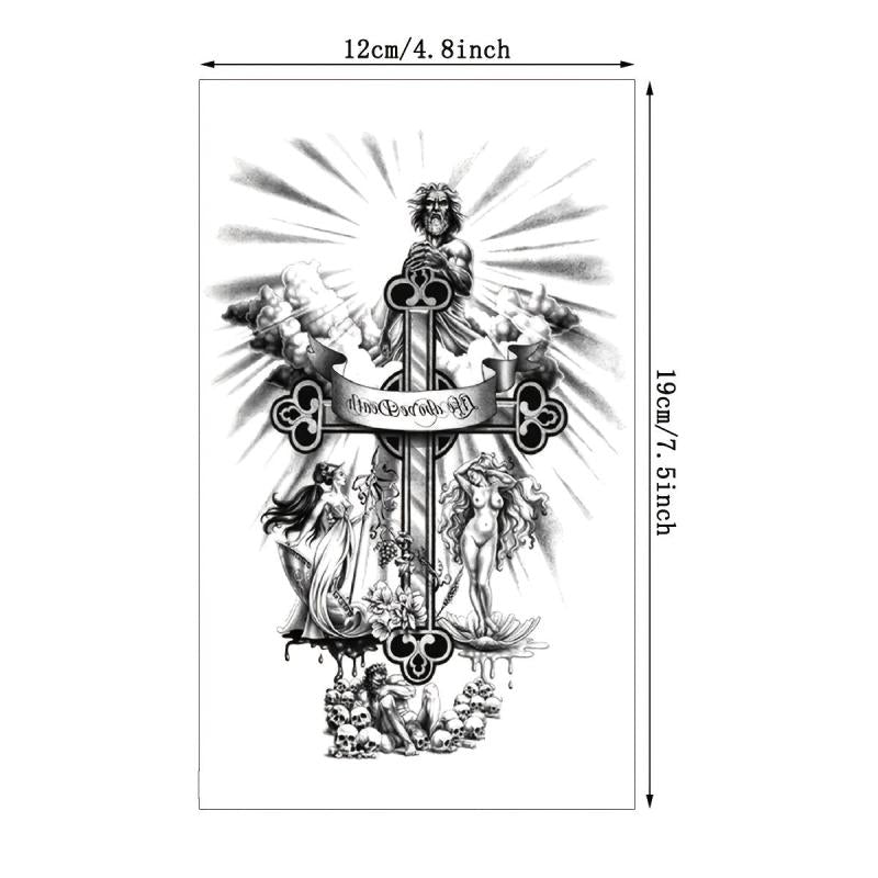 Half Arm Temp Tattoo Dragon Lion Wolf Bear Snake Skull Angel