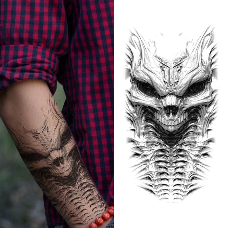 Half Arm Temp Tattoo Dragon Lion Wolf Bear Snake Skull Angel