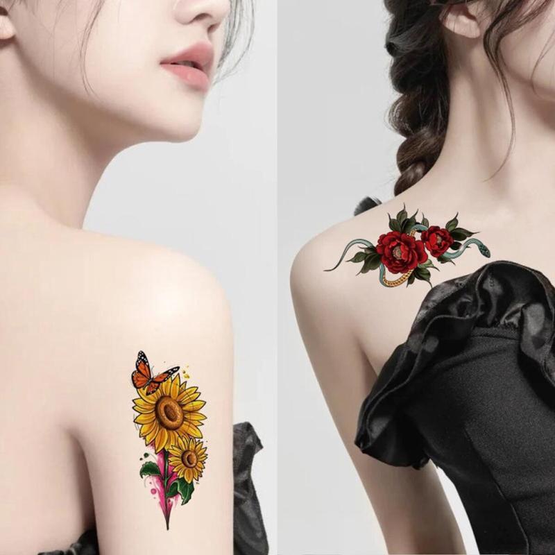 Waterproof Flower Tattoos for Women & Girls