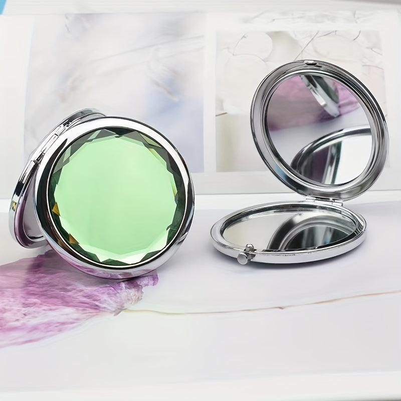 Crystal Foldable Makeup Compact Mirror Double Sides Bridesmaid Pocket Mirror
