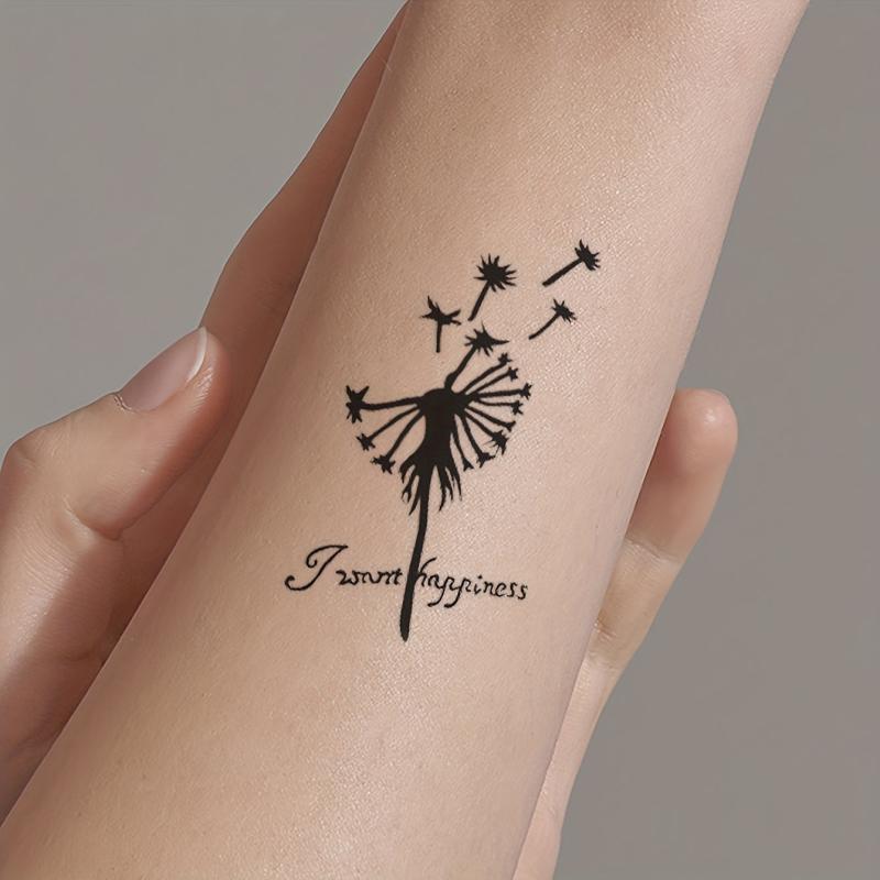 Dandelion Bird Feather Word Flower Arm Wrist Chest Abdomen Temporary Tattoo